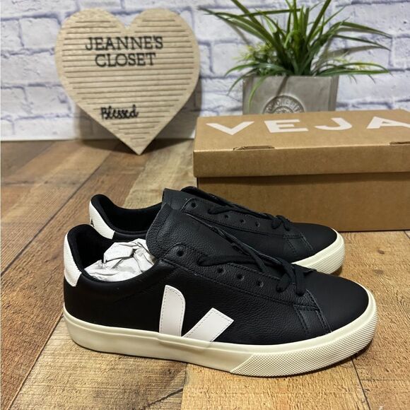 VEJA CAMPO CHROMEFREE LEATHER BLACK WHITE new with box main image 12